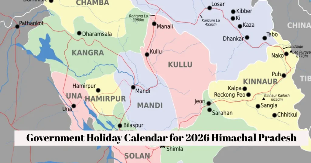Government Holiday Calendar for 2026 Himachal Pradesh