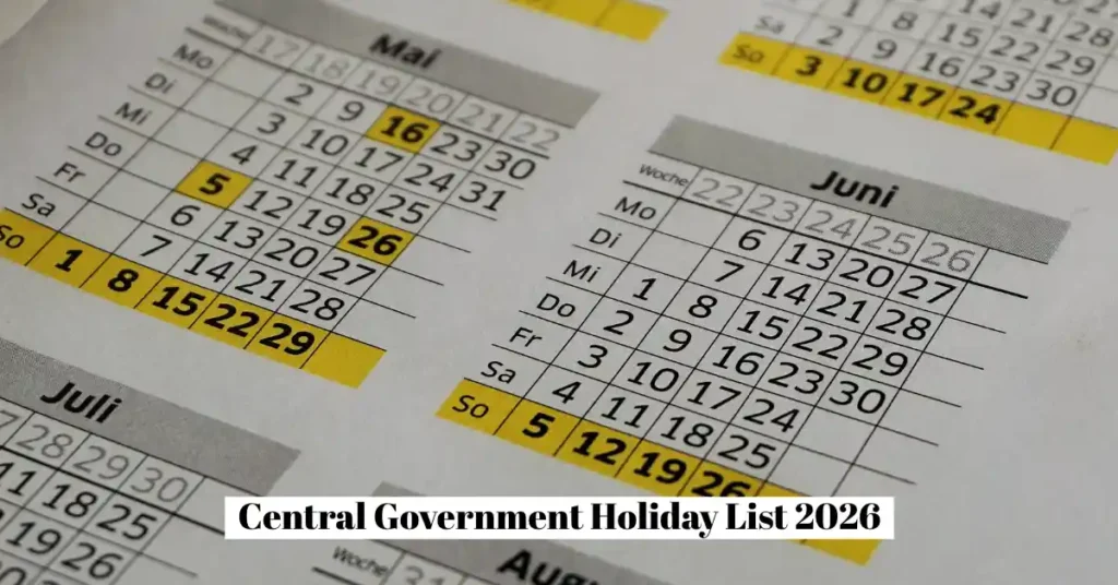 Central Government Holiday List 2026