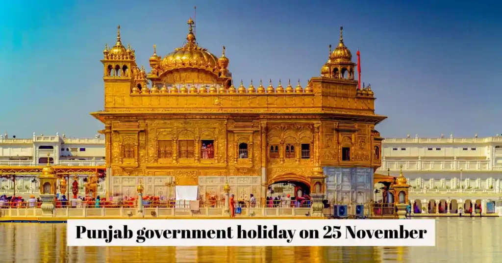 Punjab government holiday on 25 November